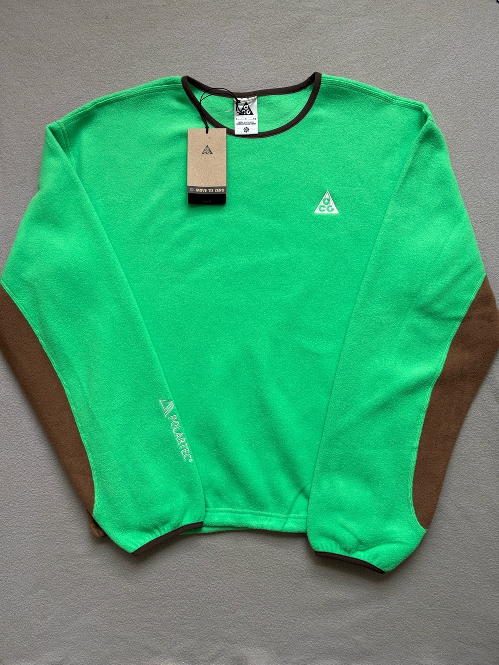 NWT Nike ACG Wolf Tree Polartec Fleece Green Pullover Sweatshirt Men’s Small